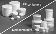 Some of the containers used across the product range